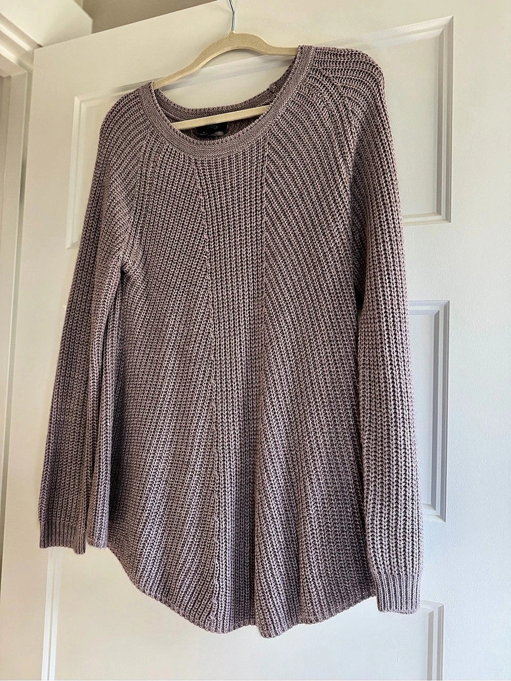 Indigo Lace-Up Knit Sweater in Purple Size Large